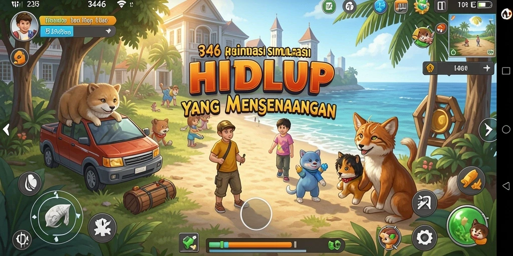 Tangkapan layar gameplay 3446 yang menampilkan aktivitas simulasi.