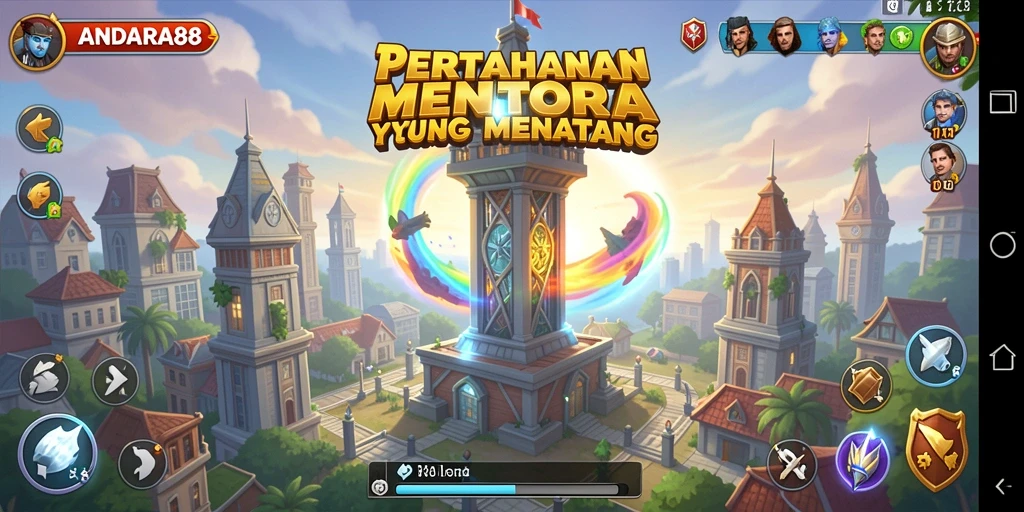 Tampilan gameplay ANDARA88 yang mendebarkan dengan strategi Tower Defense.
