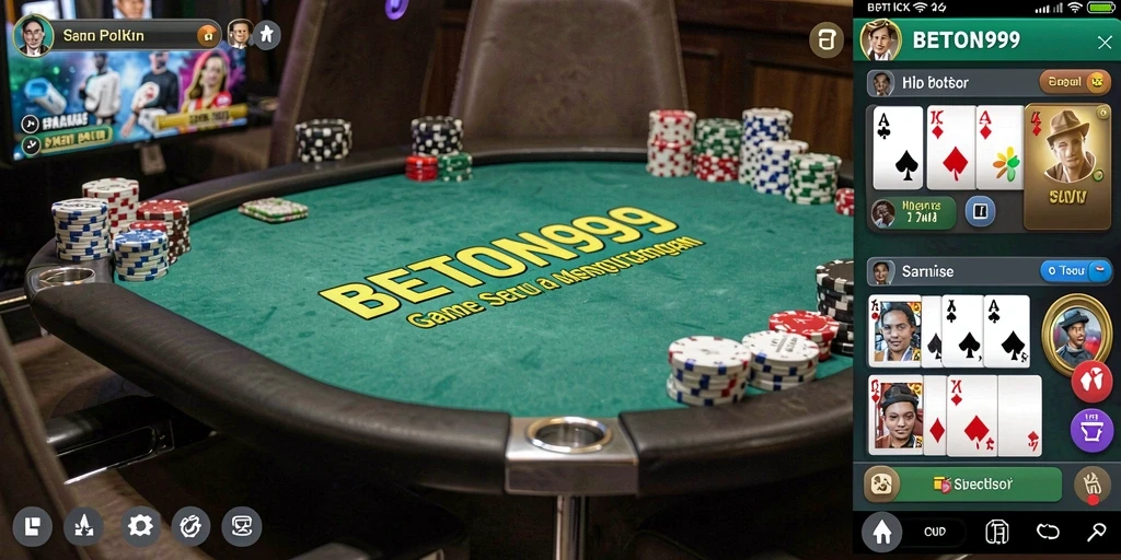 Tampilan utama gameplay BETON999 dengan suasana poker yang menegangkan.