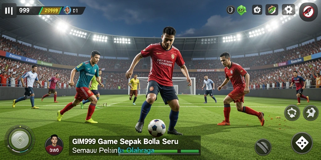 Tangkapan layar GIM999 menampilkan aksi permainan sepak bola yang mendebarkan.