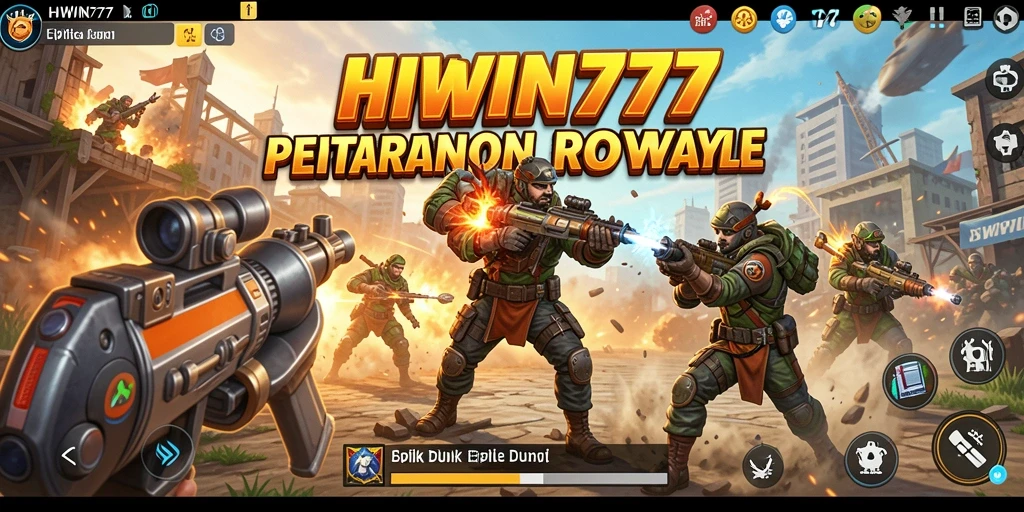 Tampilan aksi seru dari gameplay HIWIN777 dalam mode Battle Royale.