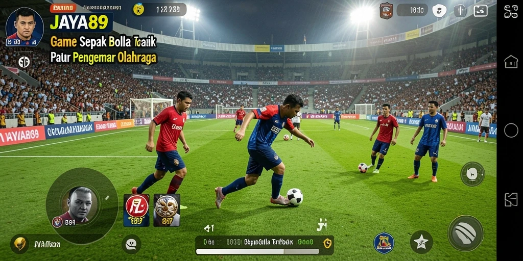 Tampilan gameplay JAYA89 menampilkan aksi seru di lapangan sepak bola.