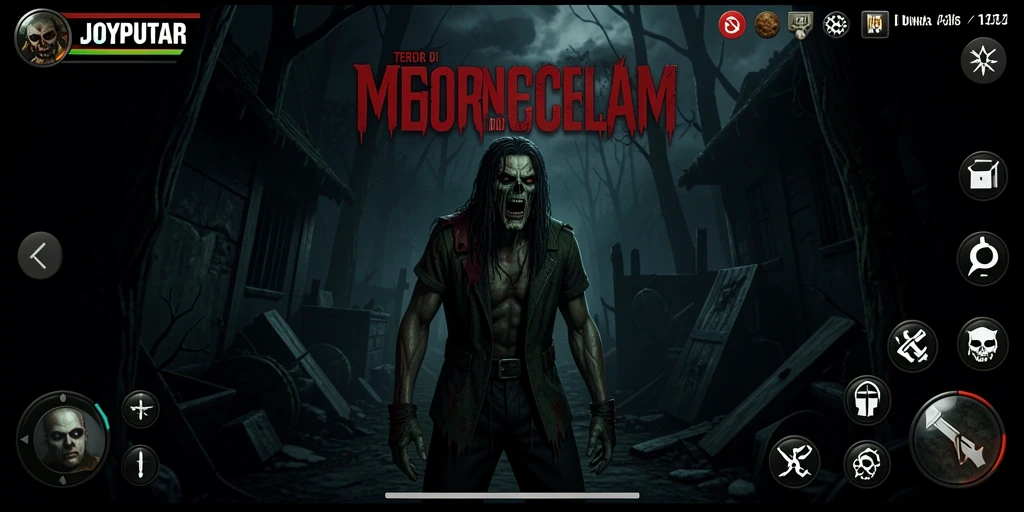 Screenshot gameplay <strong>JOYPUTAR</strong> menampilkan suasana mencekam di dunia gelap.