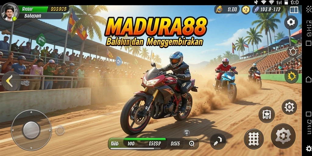 Gameplay seru dari MADURA88 dalam balapan motor yang mendebarkan.