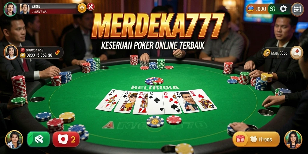 Tampilan gameplay poker yang seru dan menarik di MERDEKA777.
