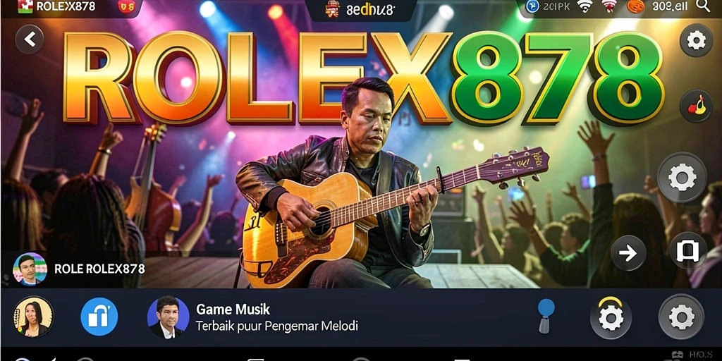 Screenshot menunjukkan gameplay seru dari ROLEX878 dengan berbagai lagu.