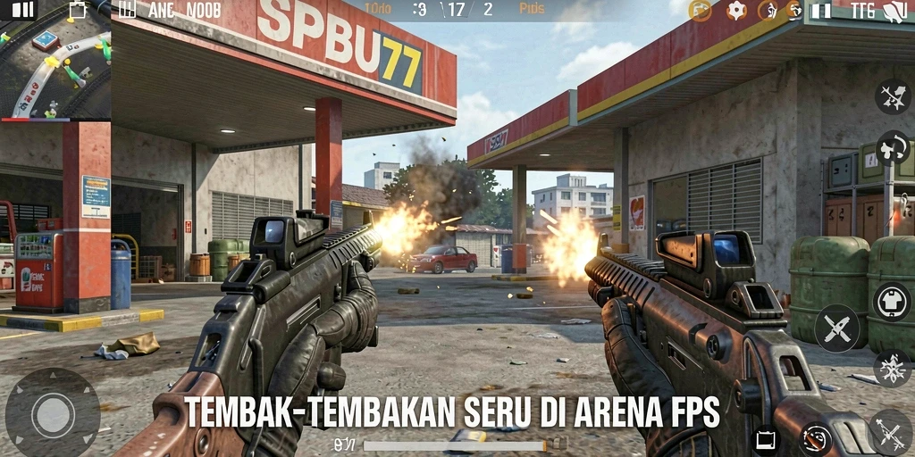 Tangkapan layar SPBU77 menampilkan aksi tembak-menembak yang mendebarkan.