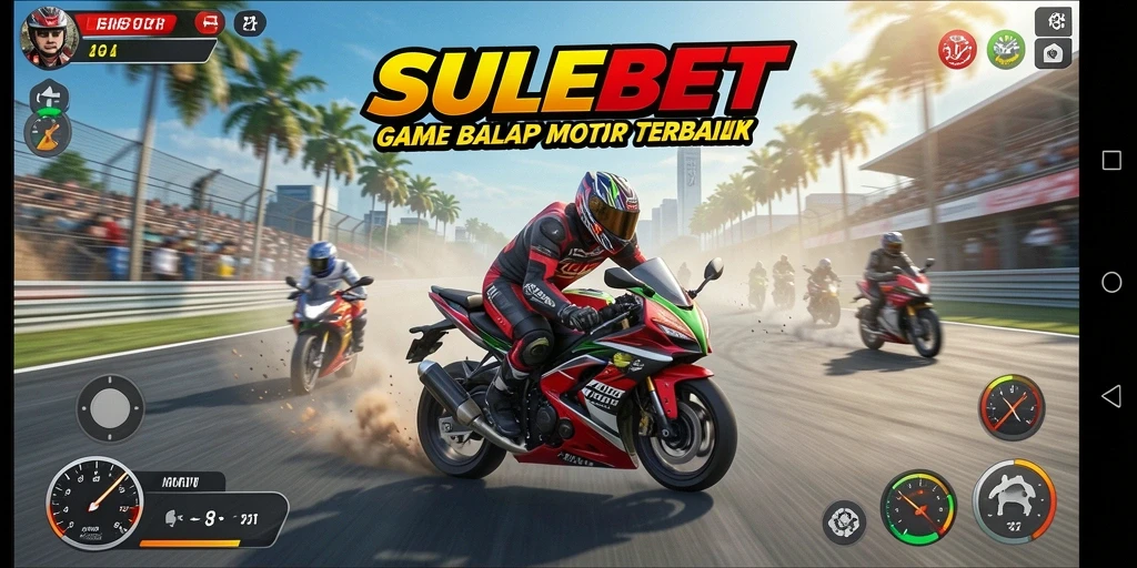 Screenshot gameplay SULEBET yang menampilkan aksi balap motor yang seru.