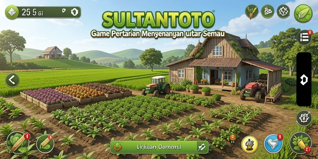 Tampilan gameplay SULTANTOTO dengan aktivitas pertanian yang seru.