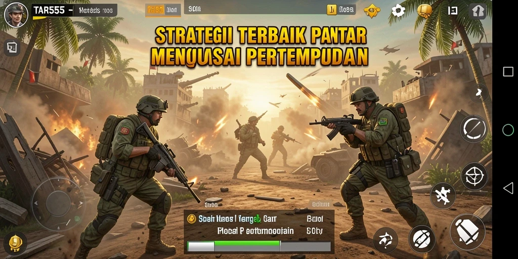 Screenshot gameplay TAR555 menampilkan pertempuran strategis yang mendebarkan.